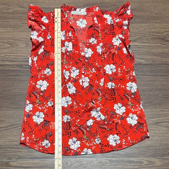 🔥🔥🔥Abercrombie & Fitch Red Flutter Sleeve Ruffled Blouse Size: Small🔥🔥🔥 - Picture 4 of 6